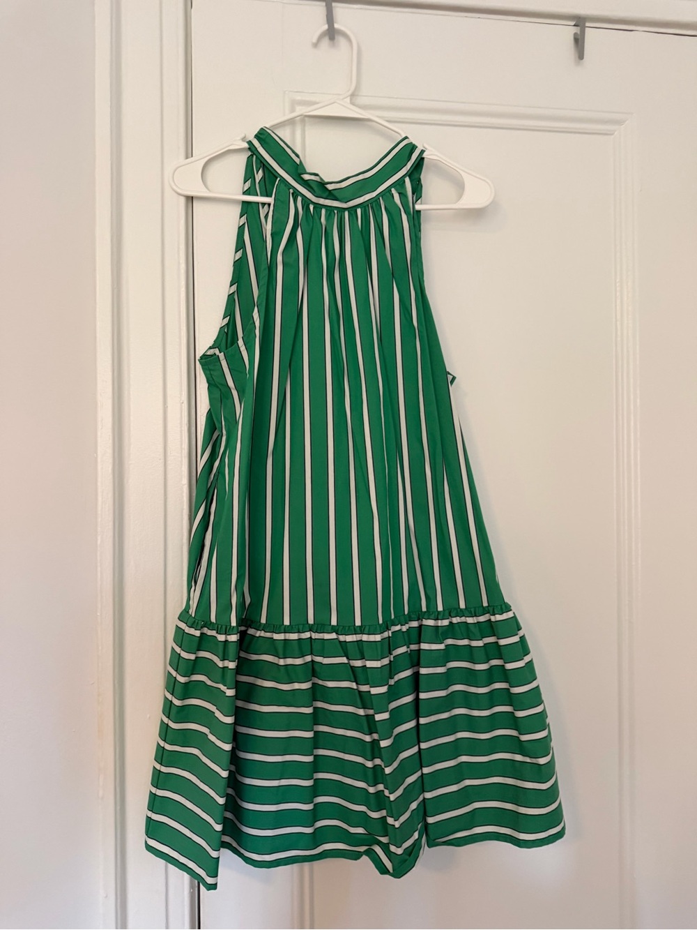 Christian Lacroix Green and White Striped Halter Dress for Girls
